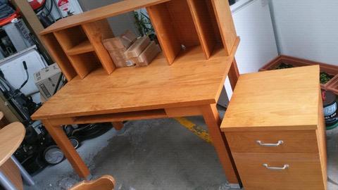 Timber Desk And Drawer Cabinet