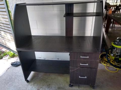 Desk with drawers and shelf