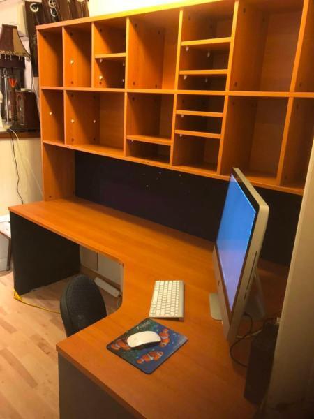 Custom made, quality office desk and hutch
