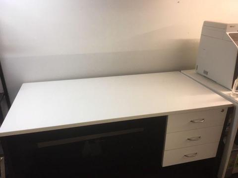 3 drawer white and smoke grey desk