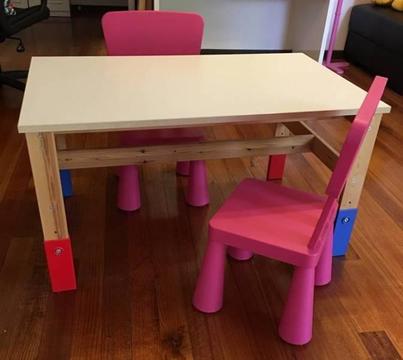 Adjustable tables for kids including 2 chairs