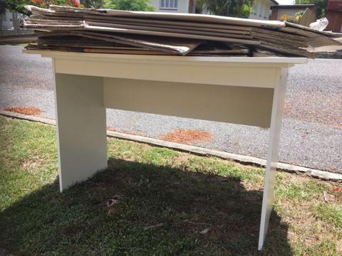 Free white desk and moving boxes