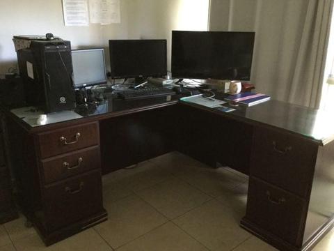 Executive Corner Desk, Bookcase and Hutch