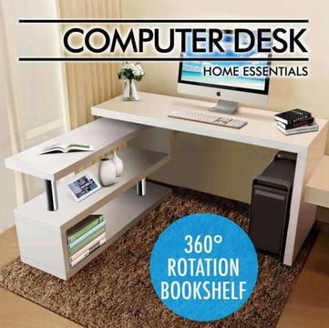 Office Computer Desk Corner Table w/ Bookshelf Study Student