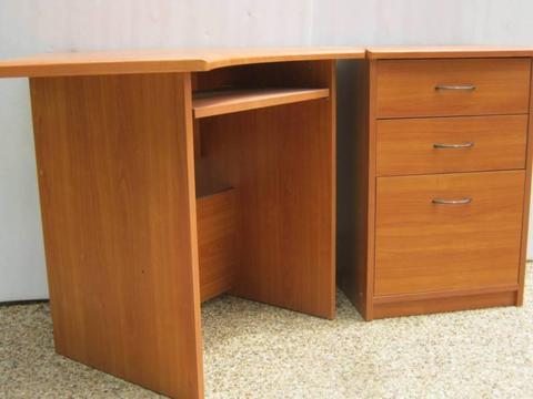 Corner desk unit and matching drawers
