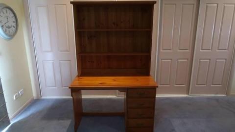 Pine Desk with Bookcase and drawers