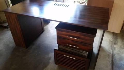 SOLID WOOD DESK WITH DRAWERS BOOKCASE AND HANGING FILE DRAWER