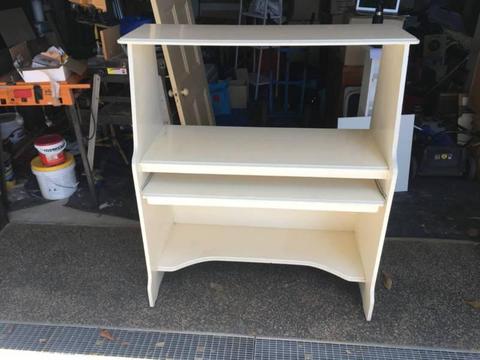 Solid Timber White Desk : 5 Shelves - Frankston