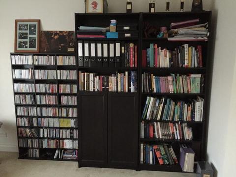 2 ikea billy bookcases and a free CD shelf