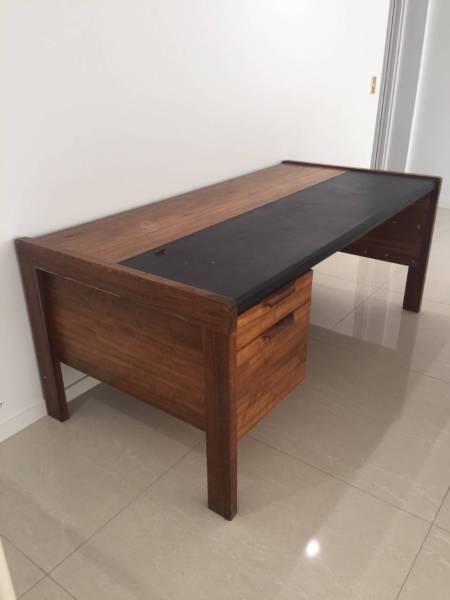 Wood and leather desk needing light restoration