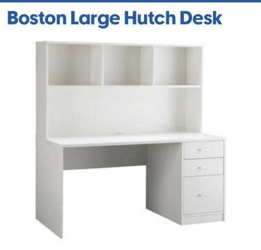White Boston Large Hutch Desk