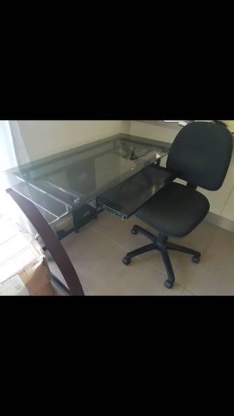 Glass office table & chair