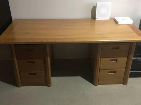 Cedar desk with 2 sets of drawers and chair