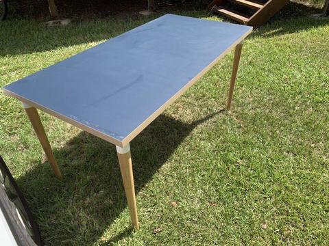 Desk (navy blue top and bamboo legs)