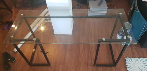 Computer desk with glass top