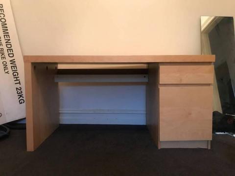 IKEA Malm Desk with two drawers - White Stained Oak Veneer - Used