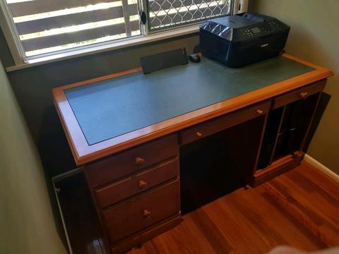 Solid timber leather top executive desk