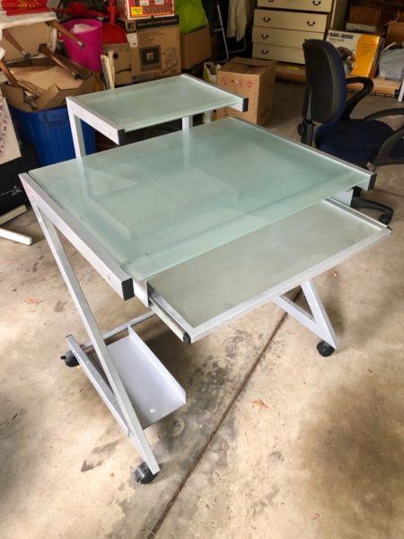 Computer Desk - Frosted Glass