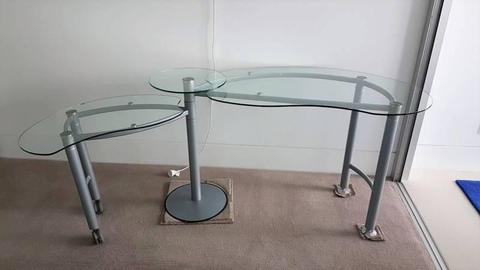 Glass swivel desk