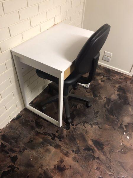 Small desk and office chair