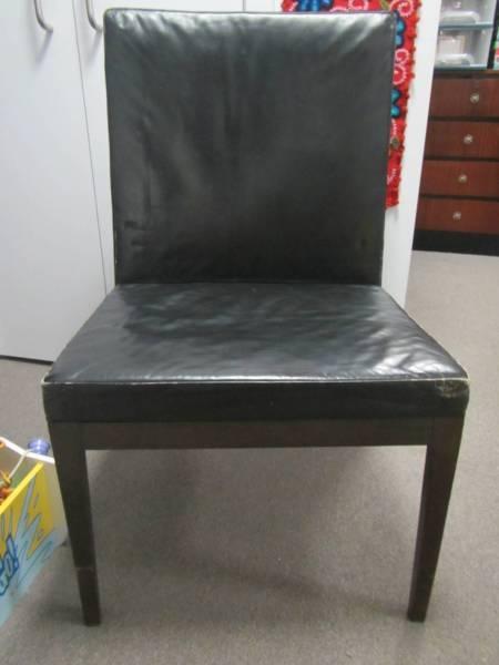 2 large black leather chair chairs vintage retro ? wood amazing!