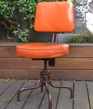 Vintage Orange Bendix swivel office chair