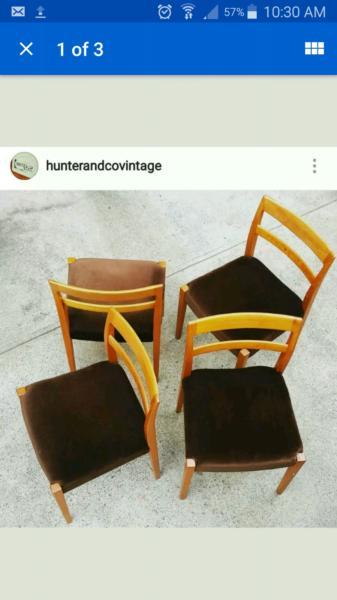 Nils Johnsson Troeds Sweden Dining Chairs vintage retro th brown