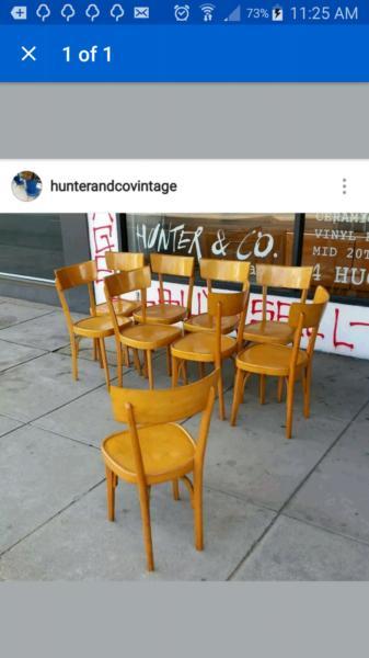 9 x Thonet or style vintage cafe chairs dining retro