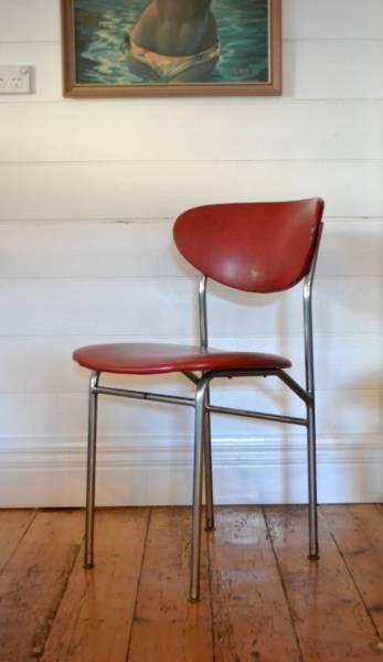 Vintage curved back red kitchen / dining chair mid century
