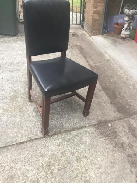 Chair timber and black leather