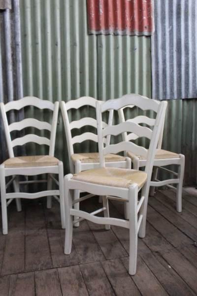 A Set of 4 French Provincial Chairs with Rush Seats