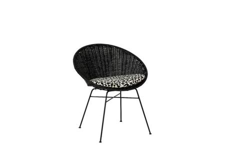 Rattan Retro Weave Chair in Black with Black Legs