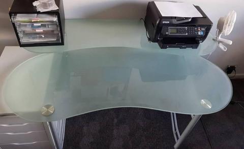 Desk - Large, 2-Tier, Glass Top