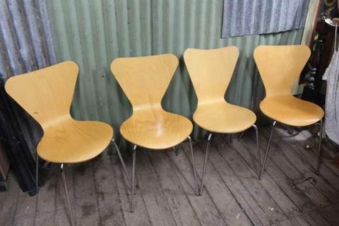 A Set of 4 Four Retro Ramler Chairs in the Arne Jacobsen Manner