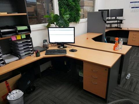 Office Desks. Beech and ironstone. X 3