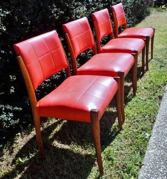 Retro Danish Mid Century Fler Dining Chairs Set of 4 Retro