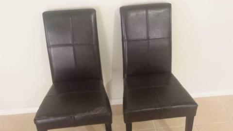 8 brown leather dining chairs