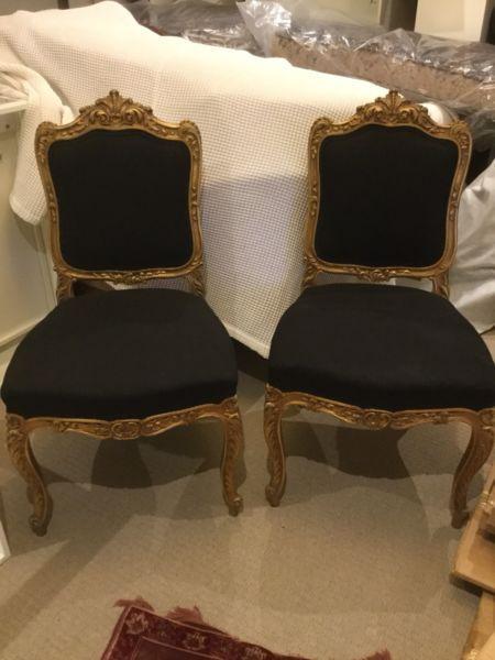 French Provincial hand carved antique dining chairs X 4