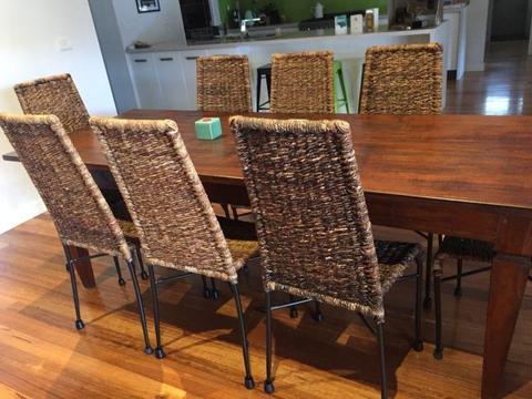 8 Congo dining wicker chairs