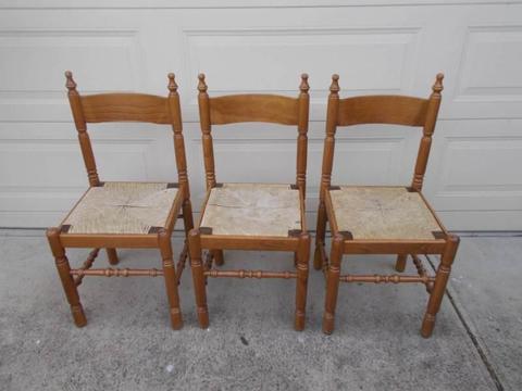 Vintage Cottage Ladder Back Dining Chairs Seagrass Seats