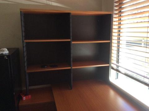 OFFICE DESKS x 2 WITH RETURN AND BOOKCASE