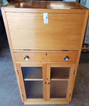 Desk type cupboard with storage in top