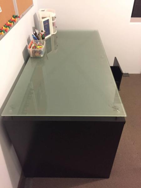 Glass top black desk