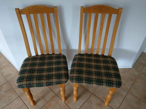 2 Timber dinning chairs. Extra wide seats