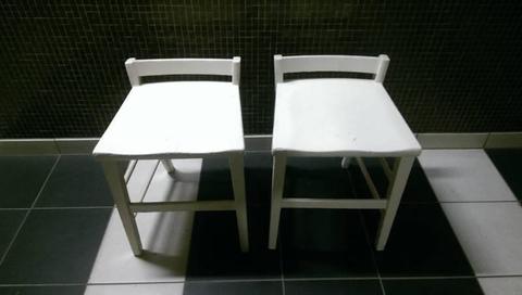2 small white wood chairs for sale