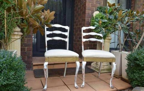 Set of Two Charming Rustic French Country Style Chairs