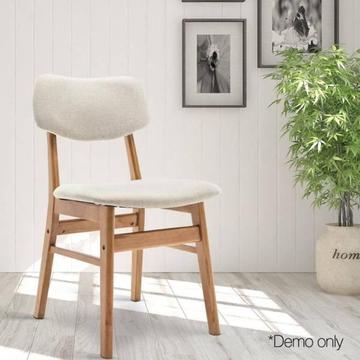 Artiss Set of 2 Wood & PVC Dining Chairs - Black or Beige