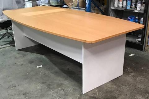 Boat shaped desk table table 2.4mtr x 1.2mtr Beech/White (CLR085)