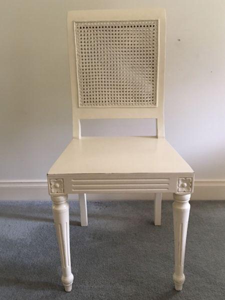Cream Painted Timber Solid Base Chair With Cane Back
