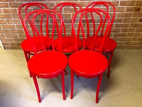Red bentwood cafe chairs
